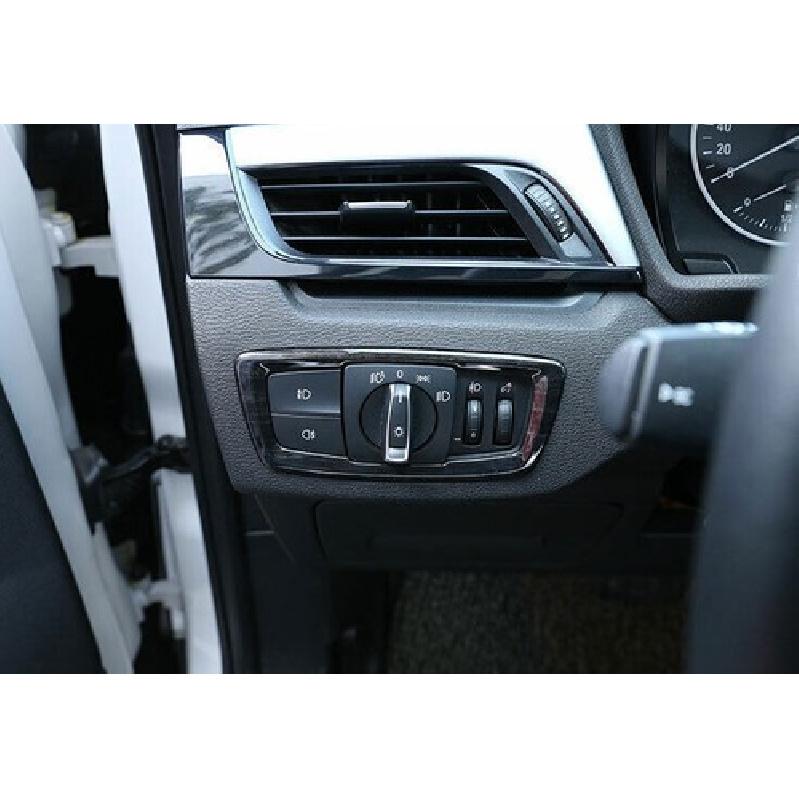 Black Wood Grain 2016-21 For BMW X1 F48 Car Headlight Switch Control Cover Trim