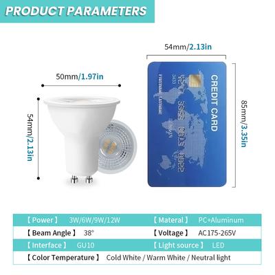 1-10PCS LED Spot Light GU10 AC220V LED Energy Saving Bulb 3W 6W 9W 12W LED Lamp Spotlight Bulb 38 Degree Lampara for Home