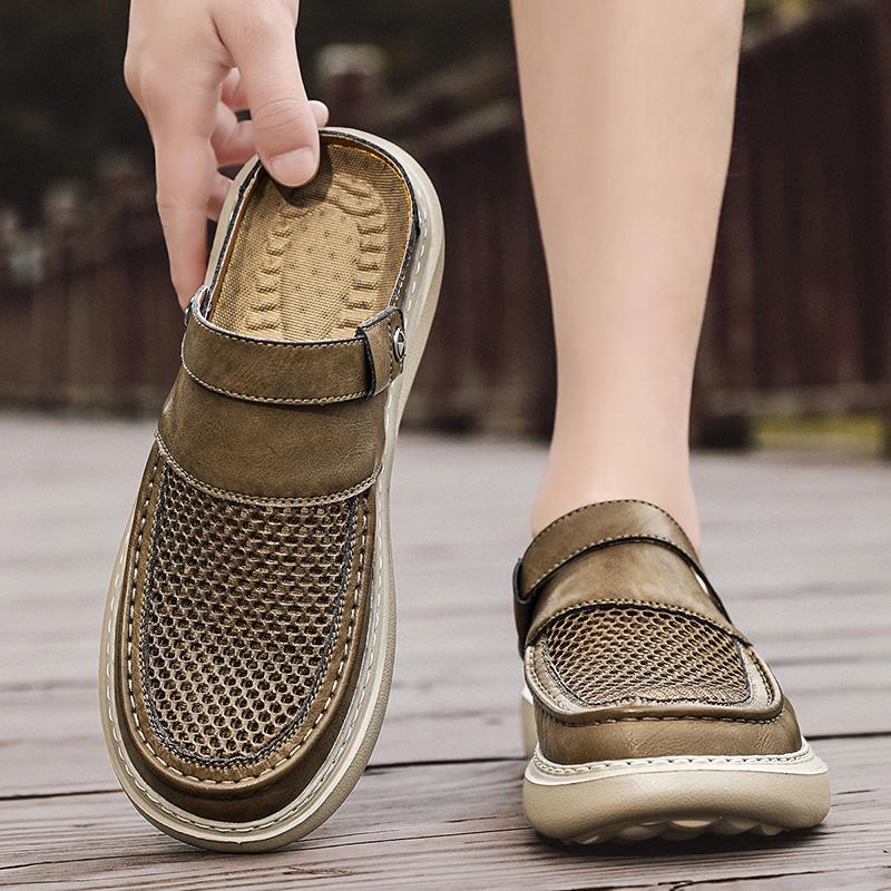 Summer Men Sandals Genuine Leather Mens Casual Shoes Outdoor Men Leather Sandals for Men Beach Shoes Roman Mens Shoes