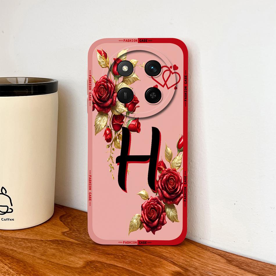 For Honor Magic 7 Lite Case For Magic 8 Lite Rose Letters Soft Phone Back Cover For Magic7 Magic8 Lite Liquid Silicone Fundas