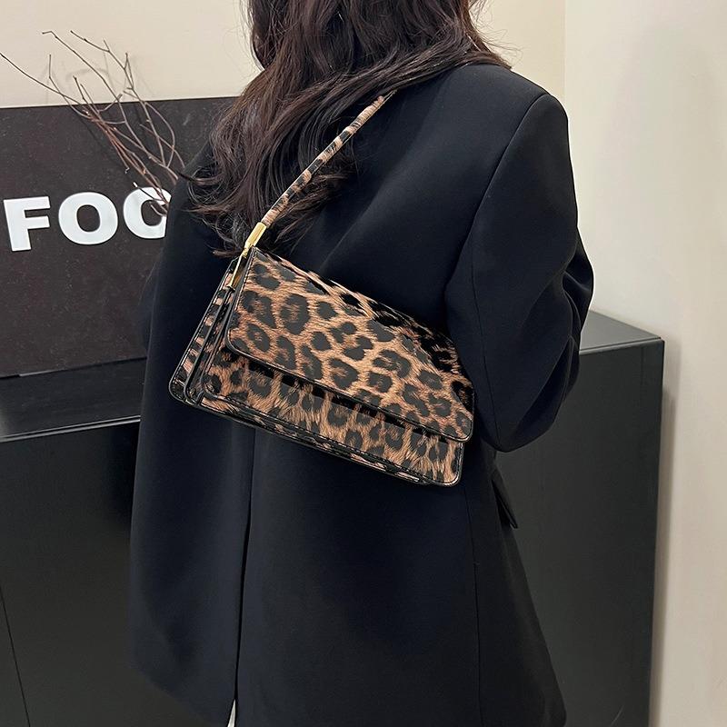 Trendy Leopard Print Handbag New Women's Bag Retro Fashion Shoulder Bag Underarm Handbag Women
