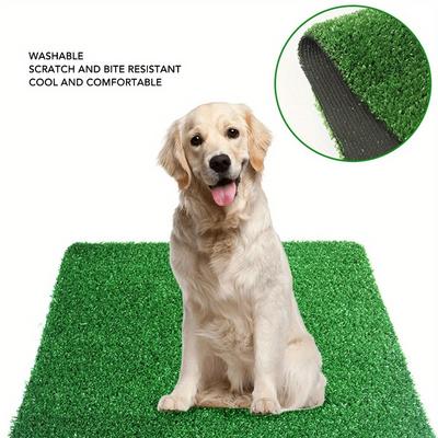 Artificial Grass Dog Bedpan Indoor Lawn Bedpan Pad with Tray Splash-proof, Washable and Non-slip Reusable Grass Urine Pad