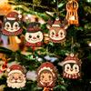 6Pcs Christmas Wooden Ornaments Santa Claus Snowman Reindeer Hanging Decorations for Christmas Tree Holiday Home Party Decor