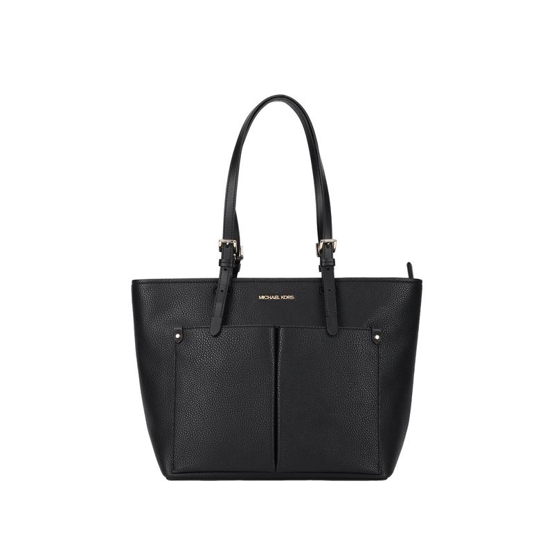 MICHAEL KORS Jet Set Fashionable Casual Solid Color Logo Polyurethane Tote Bag Shopping Bag Handbag Medium Women's Black