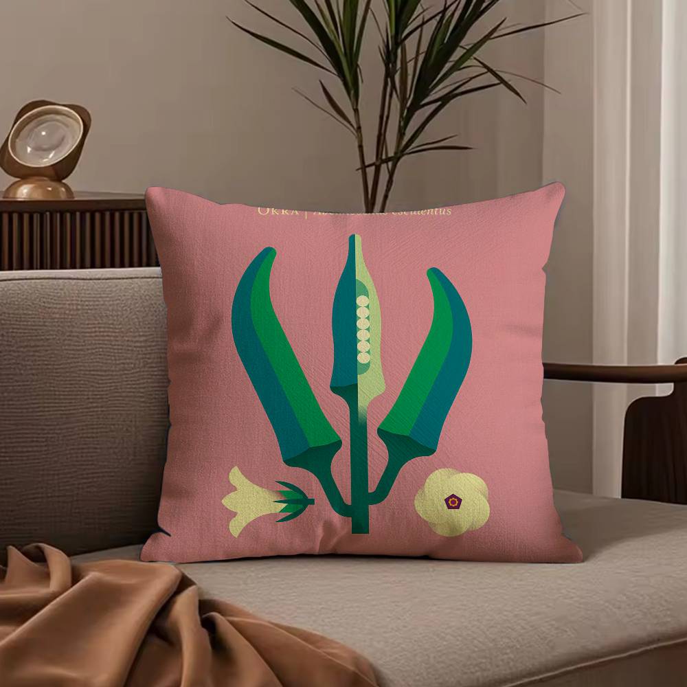 Vegetable Lovely Simple Pillow Case Anti-dustmite Pillowcase Invisible zipper silky short plush Sofa cushion cover