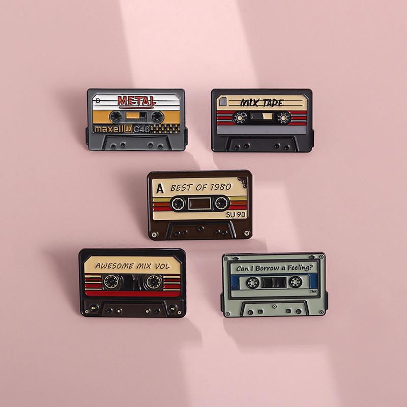 Music Cartoon Artistic Cassette Brooch Colorful Alloy Pin Unique Decoration Everyone For