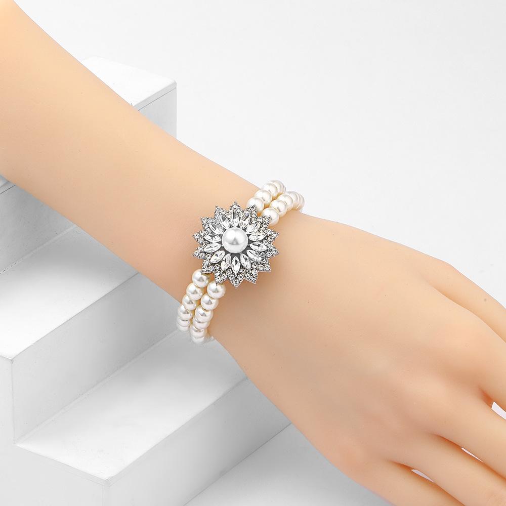 Imitation Pearl Necklace Earrings Bracelet High-end Prom Party Holiday Bridal Dress Jewelry Accessory Set