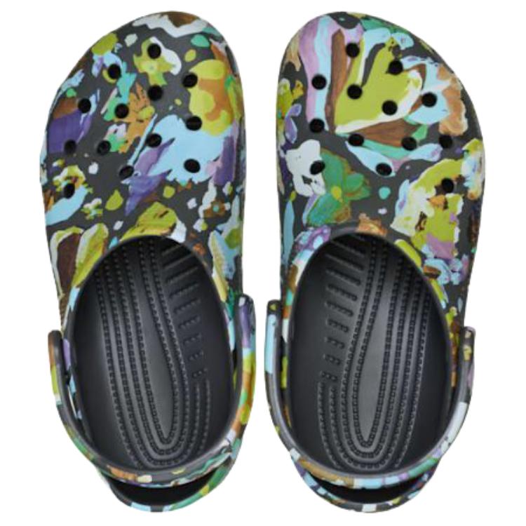 Crocs Classic Painted Floral Clog Women Clogs Black 211587-0LD