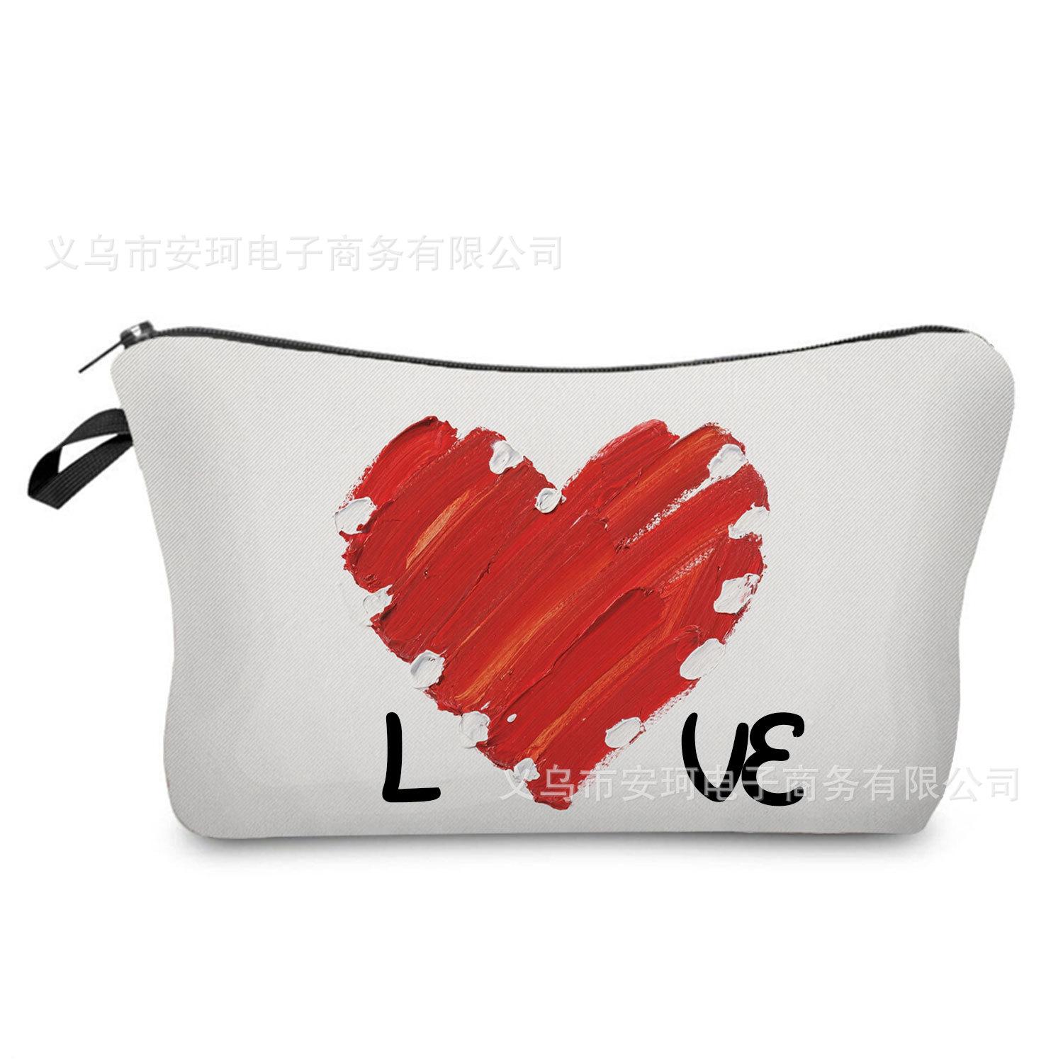 

Women Hearts Print Cosmetic Bag Toiletries Organize Travel Storage Case KTB