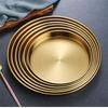 4 Sizes Deep Stainless Steel Meal Trays Round Dish Plates Barbecue Fruit Noodles Salad Mixing Dish Bowl Hotel Kitchen Tableware