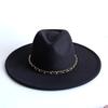 Yellow Fashion Fedora Hat With Colorful Chain 9.5Cm Wide Brim Hat For Women Winter Men'S Hat Cowboy Felt Hat  Sombreros