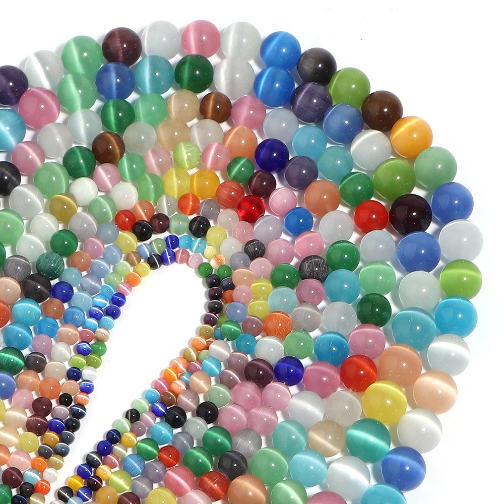 Colorful Blending Opal Round Loose Stone Beads for Jewelry Making DIY Charm Bracelet 15'' Strand 4/6/8/10/12mm