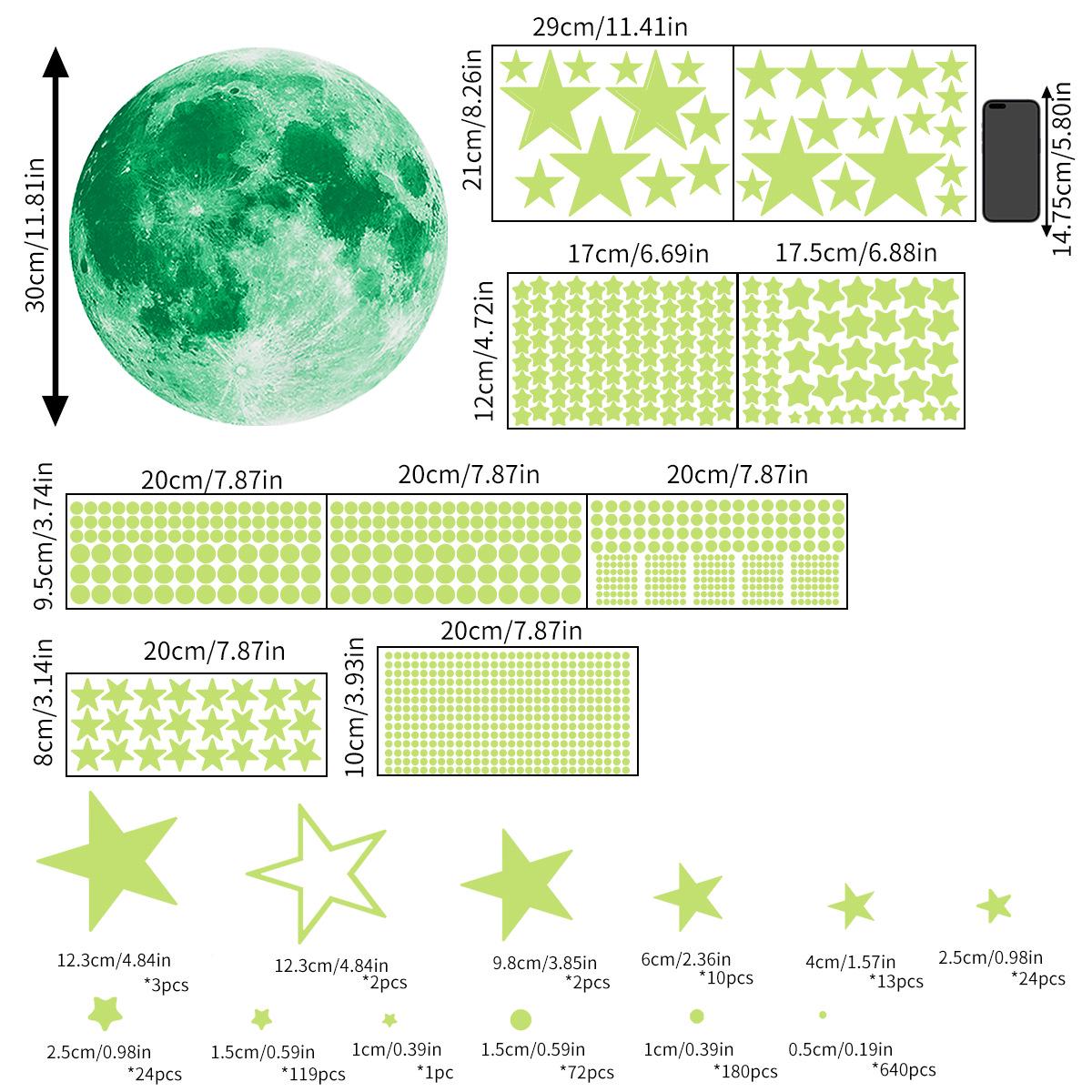 

Флуоресцентные светящиеся наклейки на стену в виде звезд и луны для декора гостиной, спальни и детской комнаты