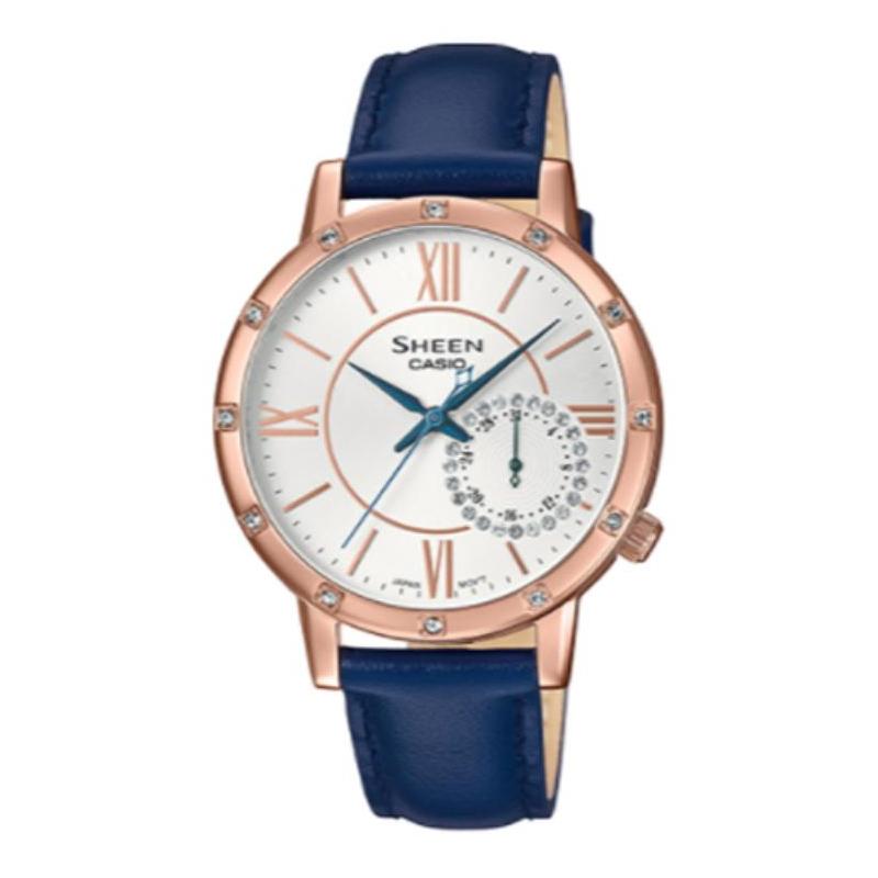 

Casio SHEEN Simple, Classical, Elegant and Fashionable Quartz Movement Genuine Leather Strap Japanese and Korean Watch Women s Watch SHE-3046GLP-7C белый
