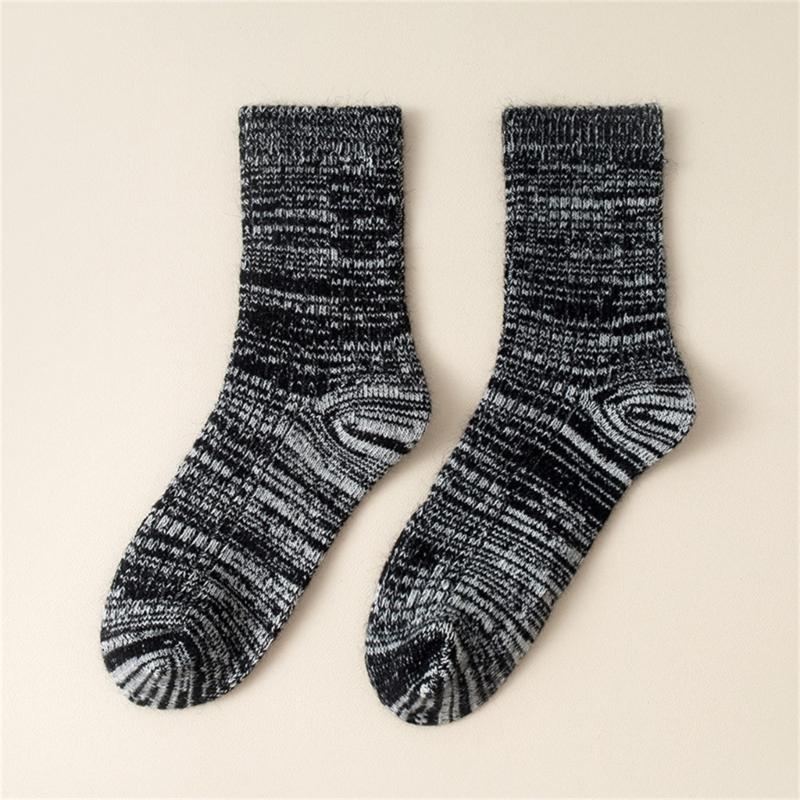 Womens Winter Faux Wool Ribbed Knit Crew Socks Thick Warm Thermal Casual Floor Slipper Socks Hosiery for Cold Weather