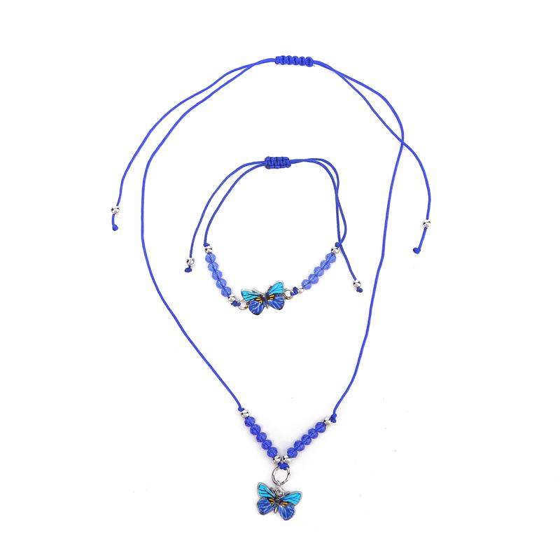 Ladies Butterfly Pendant Necklace Bracelets For Women Beads Necklace Choker Accessories Jewelry Gift