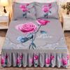 1pc Thickened Sanding Bedspread Soft Non-Slip King Queen Bed Skirt Wedding Fitted Sheet Cover No Pillowcase