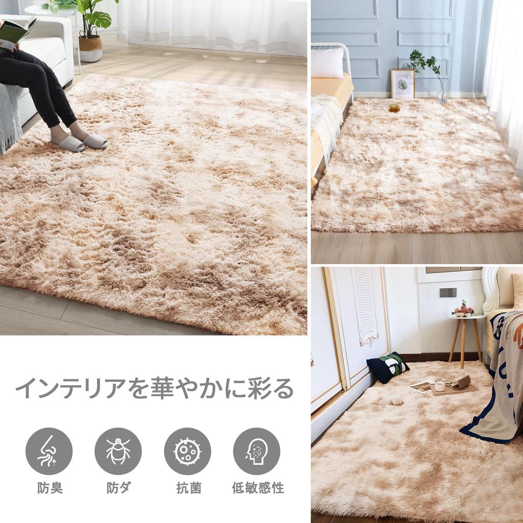 Stylish Shaggy Approximately 5cm with an Pile of Approximately Providing a Soft Feel and Suitable for All ROCYJULIN Rectangular Scandinavian-style