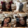 Han Sohee Cushion Cover Anti-dustmite Pillowcase Invisible Zipper Silky Short Plush Sofa Cushion Cover