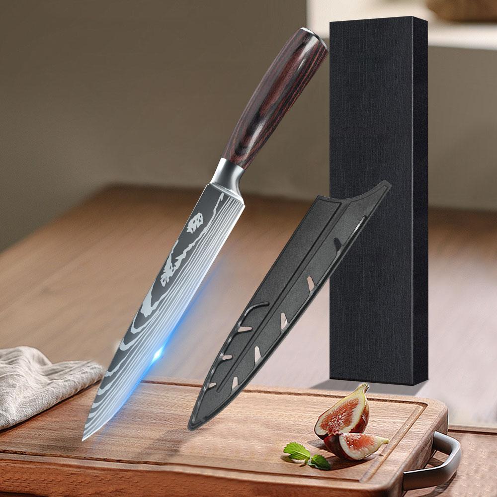 MDHAND 8inch Multifunctional Slicing Knife Gift Kitchen Knife Cutting Sushi Ultra-Sharp Cleaver Slicing Utility Fruit Knife