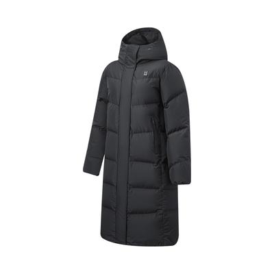 Serie Piumino Hot Pot Li Ning Resistente all'acqua Antivento Resistente al freddo Caldo Tinta unita Cappuccio Cerniera Riflettente Ampio Lungo Cappotto di piumino AYMU502-2
