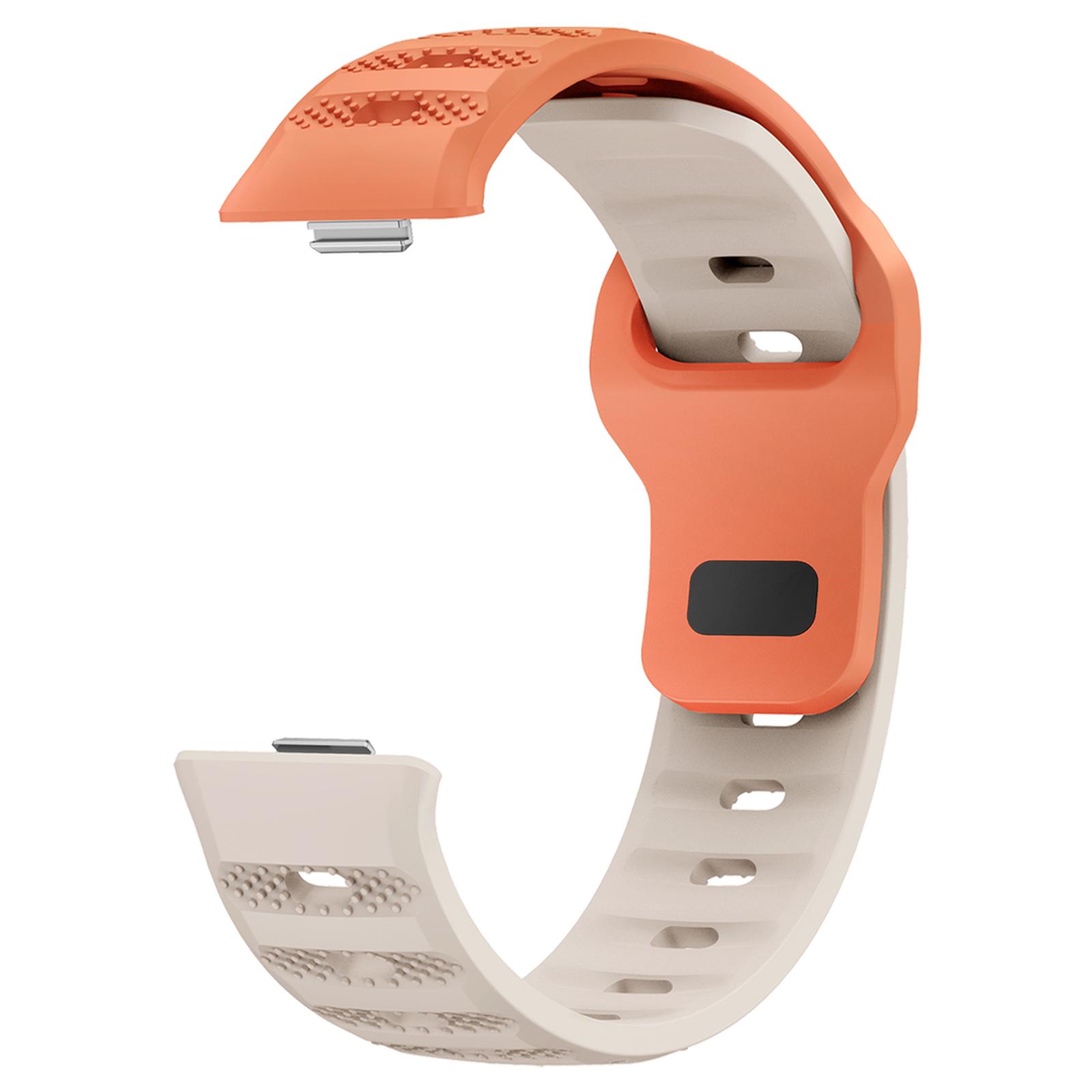 

KALEBOL Watch Band for Huawei Watch Fit 4 Pro/Fit 4/Fit 3 Dot Texture Silicone Wrist Strap Orange Starlight