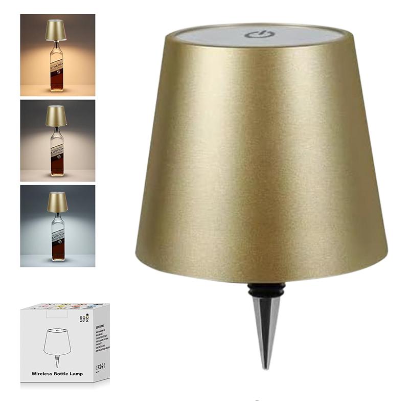 USB Charge Bottle Table Lamp Touch Control of 3 Colors and Stepless Dimming Night Lamp Suitable for Bar Wine Bottles Desk Lights
