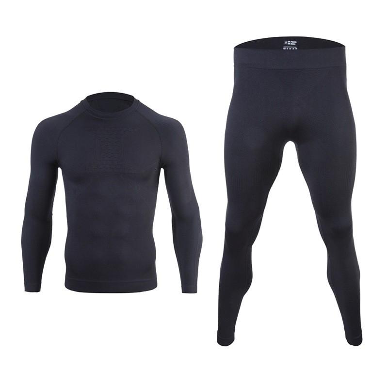 Unisex Compression Base Layer Set Skiing Running Fitness Hiking Quick Dry Moisture Wicking Athletic Wear Small чёрный