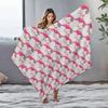 Pink Santa Fleece Blanket, Cute Christmas Pattern with Green Hat Design, Soft Plush Throw for Festive Sofa and Home Decor