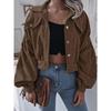 Women Loose Lantern Long Sleeve Corduroy Casual Short Jacket Outerwear