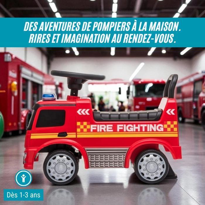DEVESSPORT Children's Ride-on Truck Fire Truck Mercedes Antos, Official License, Light-up Siren, Sounds, Storage