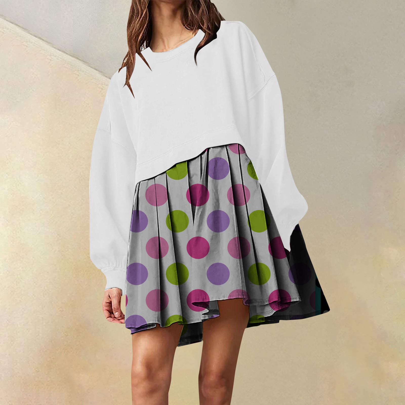 Женское платье-толстовка большого размера с длинным рукавом в стиле пэчворк пуловер топы платье-толстовка L зелёный 2298₽