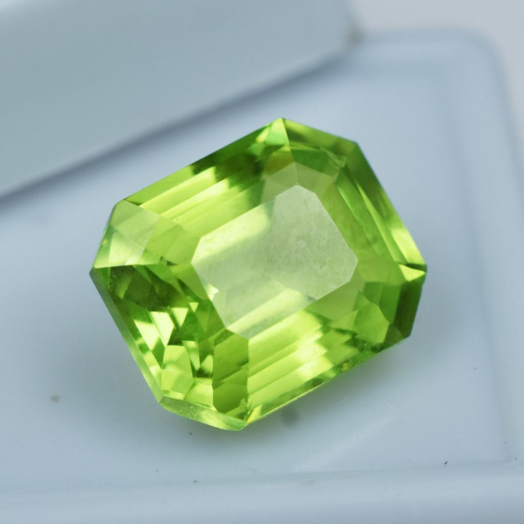 Sttuning Emerald Cut 9.80 Ct Natural Peridot Green CERTIFIED Rare Loose Gemstone AR-1409