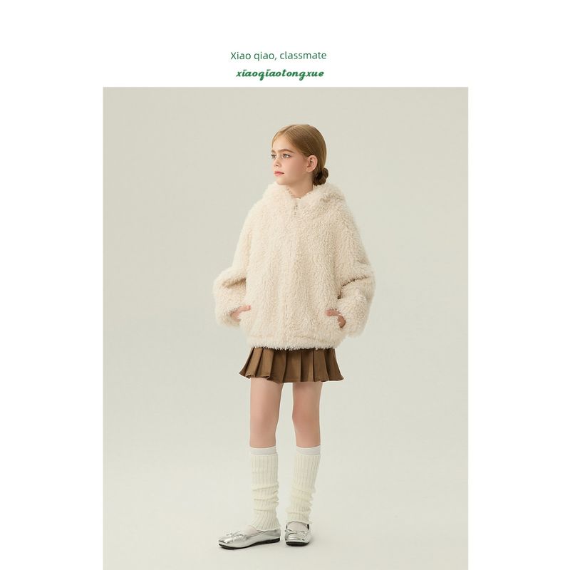 Children's Fur Coat Autumn and Winter New Style Girls' Fleece Cardigan Little Girl's Furry Coat with Cute Bunny Ears