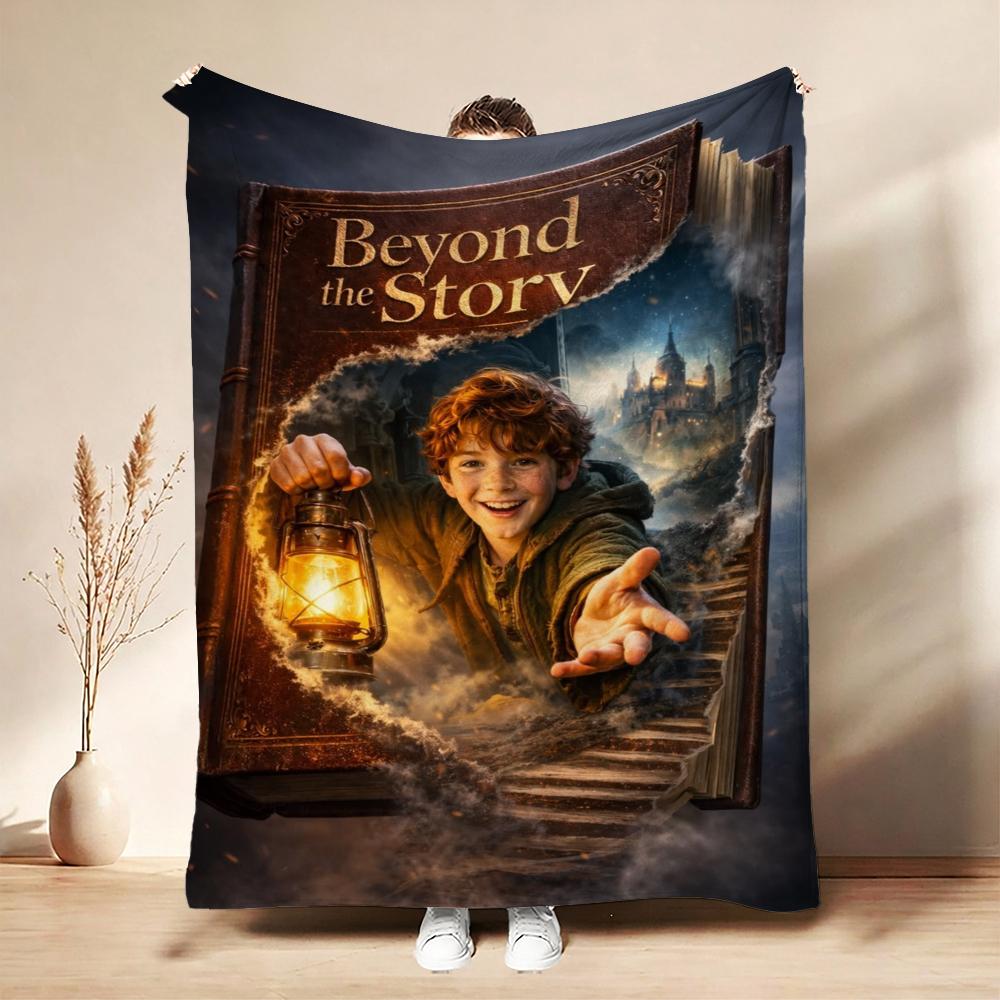 Adventure Beyond Story Printed Flannel Blanket Thick Soft Fleece Blanket For Living Room Sofa Balcony Home Decor Holiday Gift
