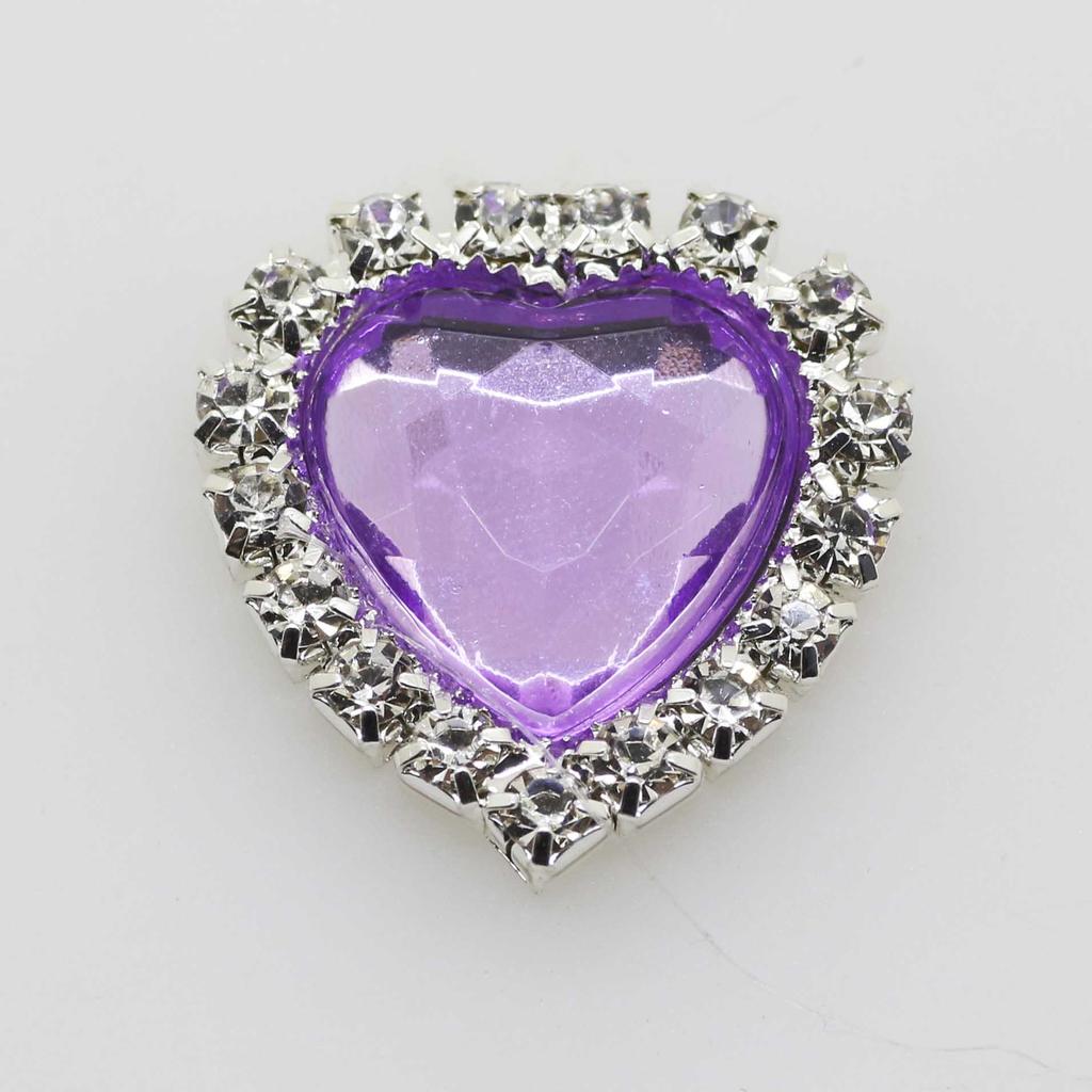 Mini 16mm(4/10 Inch) 10pcs Heart Acrylic Rhinestone Buttons DIY Hair Accessory Wedding Initiation Ribbon Decoration