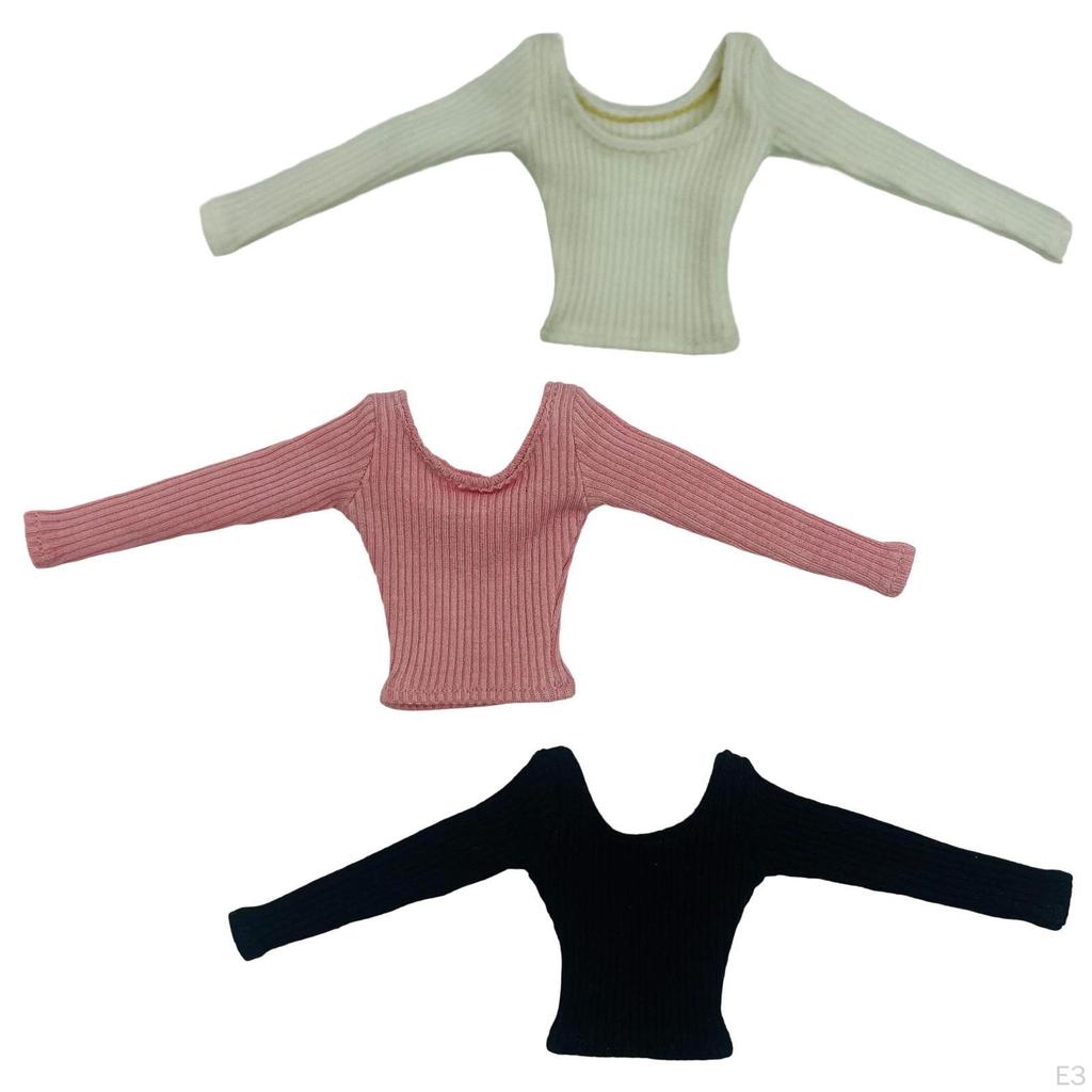 1/6 Long Sleeve Mini Casual Top, Basic Shirt for 12 '' Inches Female