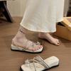 Wedge Heel Beautiful Set of Toe Cool Slippers Women's Summer Wear New with Skirt Rhinestone Beach Flip-flops Sandals