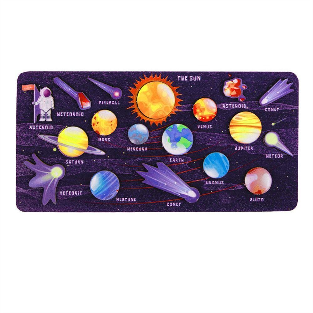Matching Science Children Boy Girl Solar System Puzzle Jigsaw Tray Wooden Puzzle Planet Puzzles