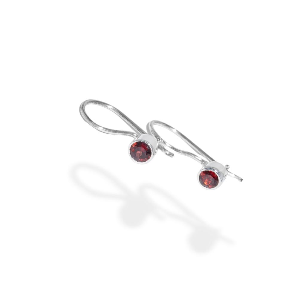 Boucles d'oreilles Grenat: Boucles d'oreilles à crochet en argent sterling 925, Pierre précieuse rouge