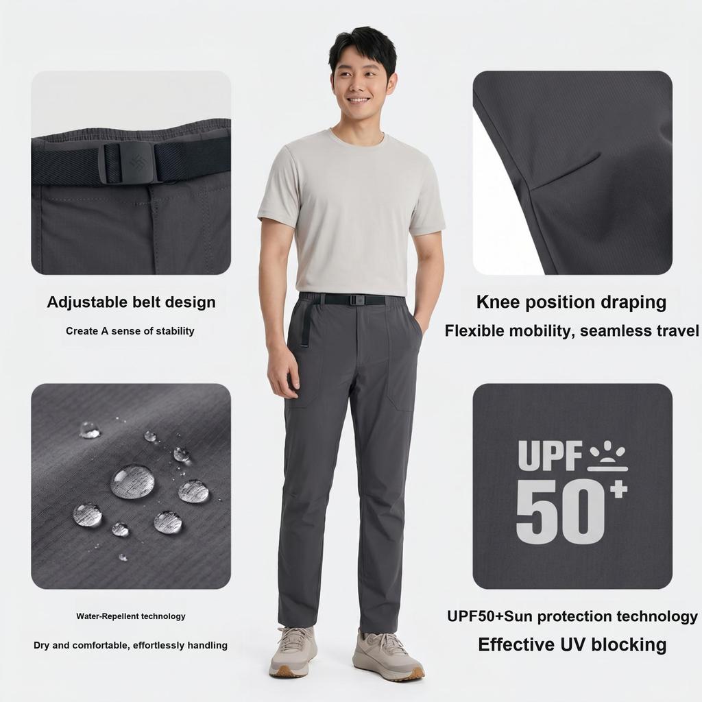 Columbia Landroamer Comfortable Simple Versatile Outdoor UPF50 Sun Protection Water-Resistant Casual Pants Men pants Gray AE9217-011