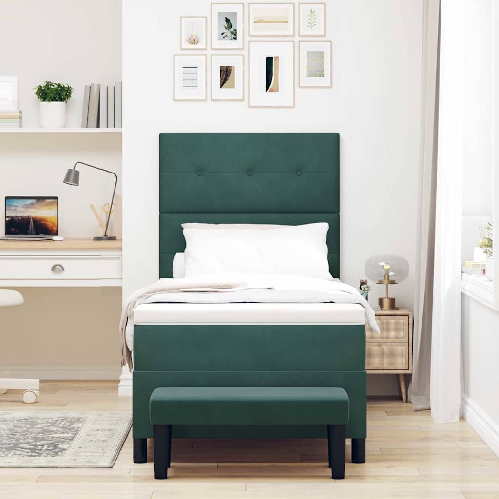 Box Spring Bed with Pillow Dark Green 200 x 80 cm Velvet