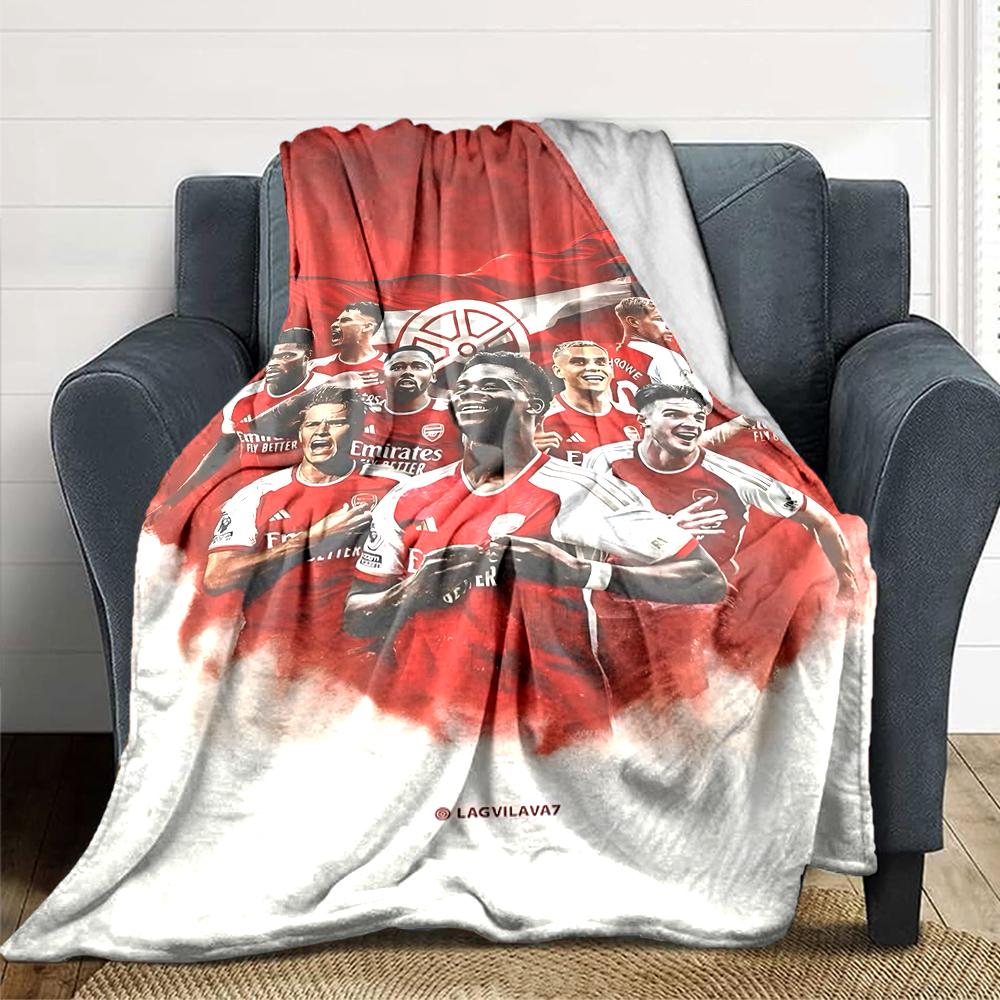 Coperte con stemma dell'Arsenal Football Club in flanella stampata, traspiranti, calde, da divano per casa, ufficio, copriletti 0708a25