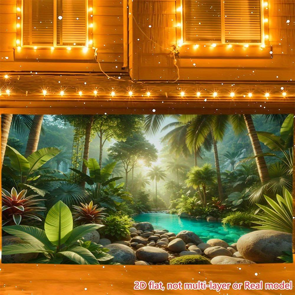 2D Plane Sunlight Passing Through the Tropical Rainforest Background Fabric Very Suitable for Party Decoration Polyester Fibe