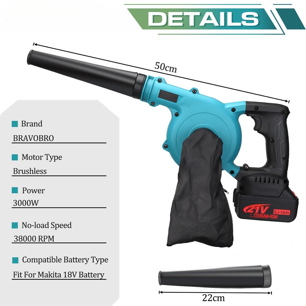 21V 2 In 1 Brushless Cordless Blower Vacuum Clean Air Blower Dust Blowing Dust Computer Collector 3000W For 18V Battery