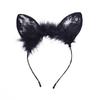 Lace Cat Ears Feather Headband for Christmas & Party Performances