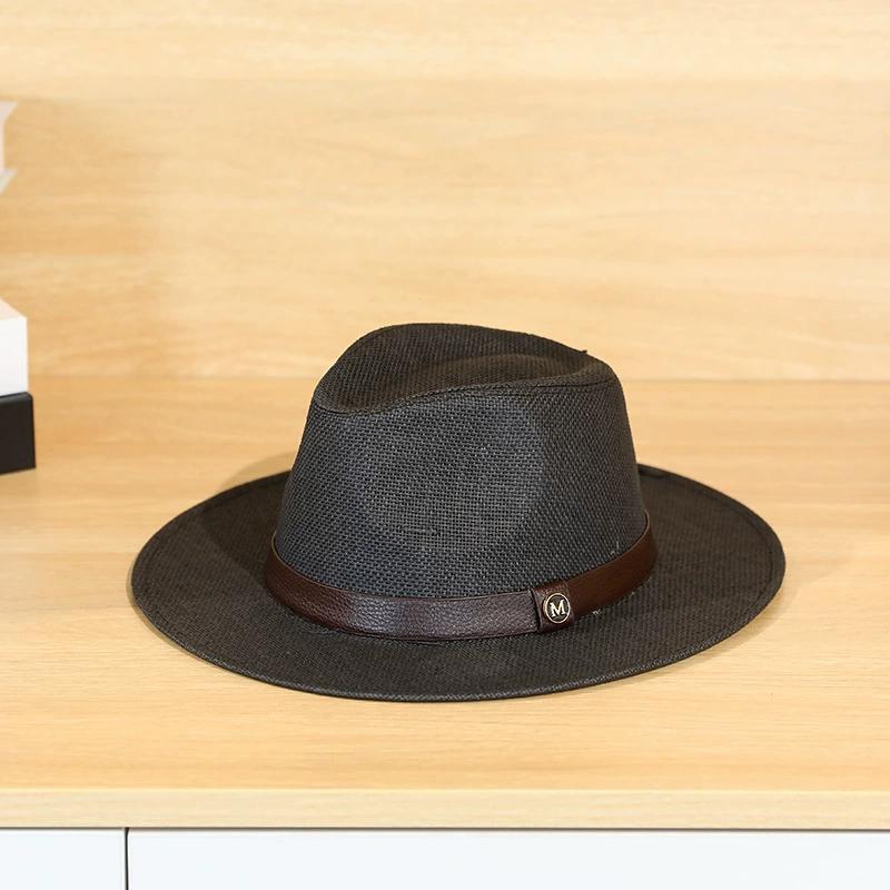 Panama Woven Straw Sun Hat  Jazz  Hat Men'S And Women'S  Sun Shading Beach Hat Sun Protection Hat  Sombrero Hombre