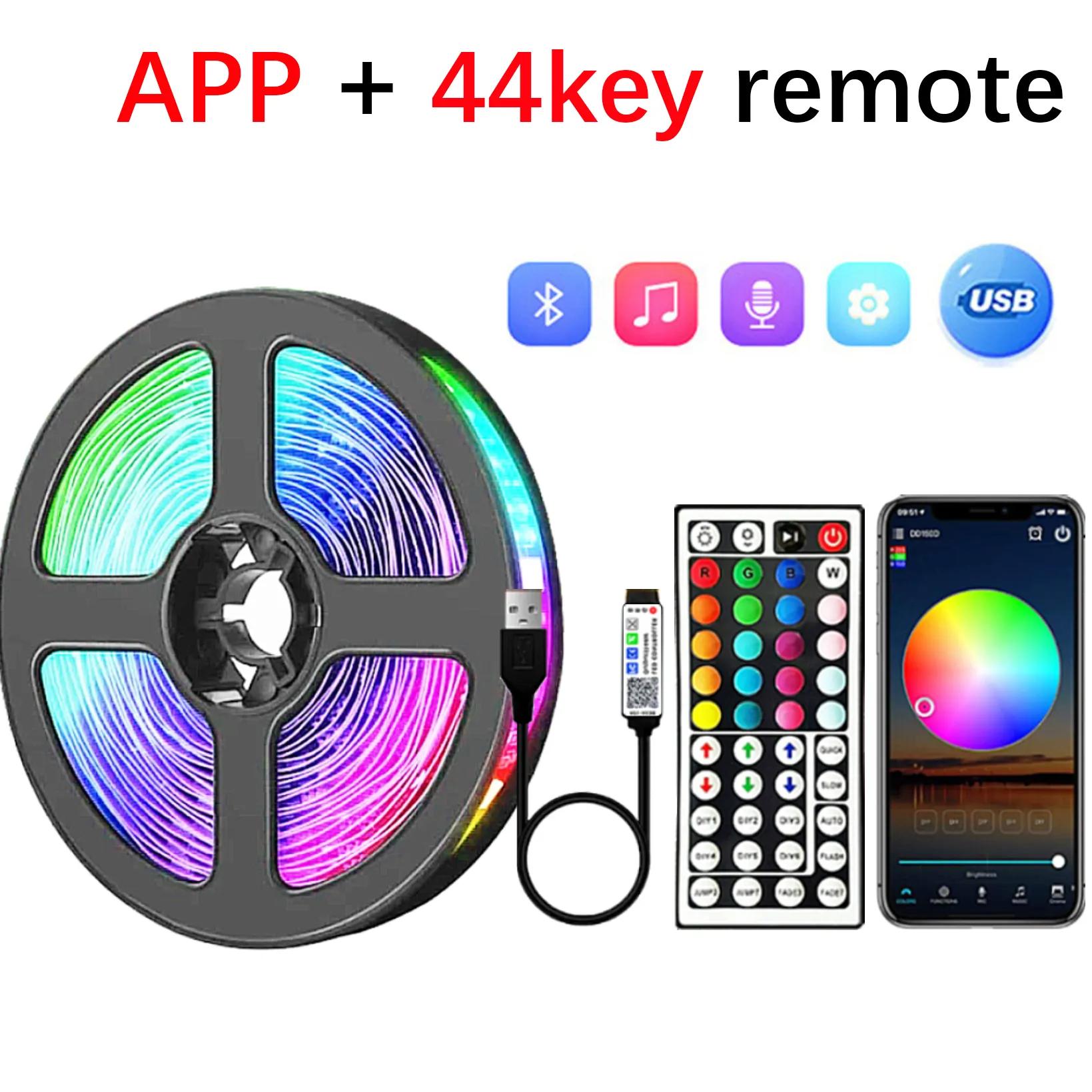 

Bluetooth RGB светодиодная лента с 44-кнопочным пультом дистанционного управления 3535 светодиоды USB лента диодная лента освещение для комнаты подсветка для телевизора украшение Not waterproof&5m