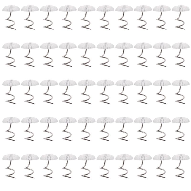 50 Pcs Bedskirt Pins Clear Heads Twist Pins Assortment Kit for Upholstery, Slipcovers and Bedskirts Furniture Hardware