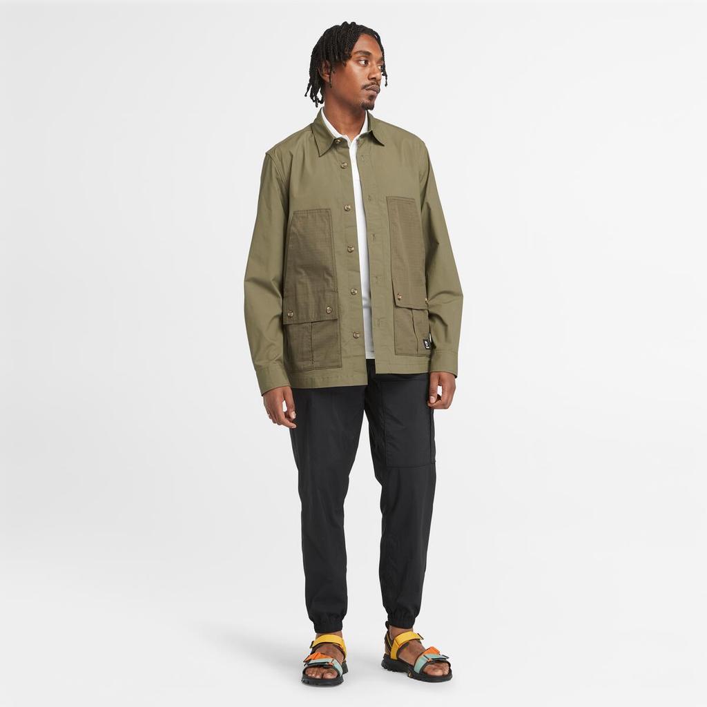 Timberland Solid Color Single-Breasted Loose Comfortable Long Sleeve Shirt Men Shirts Army-Green A5U5U-A58